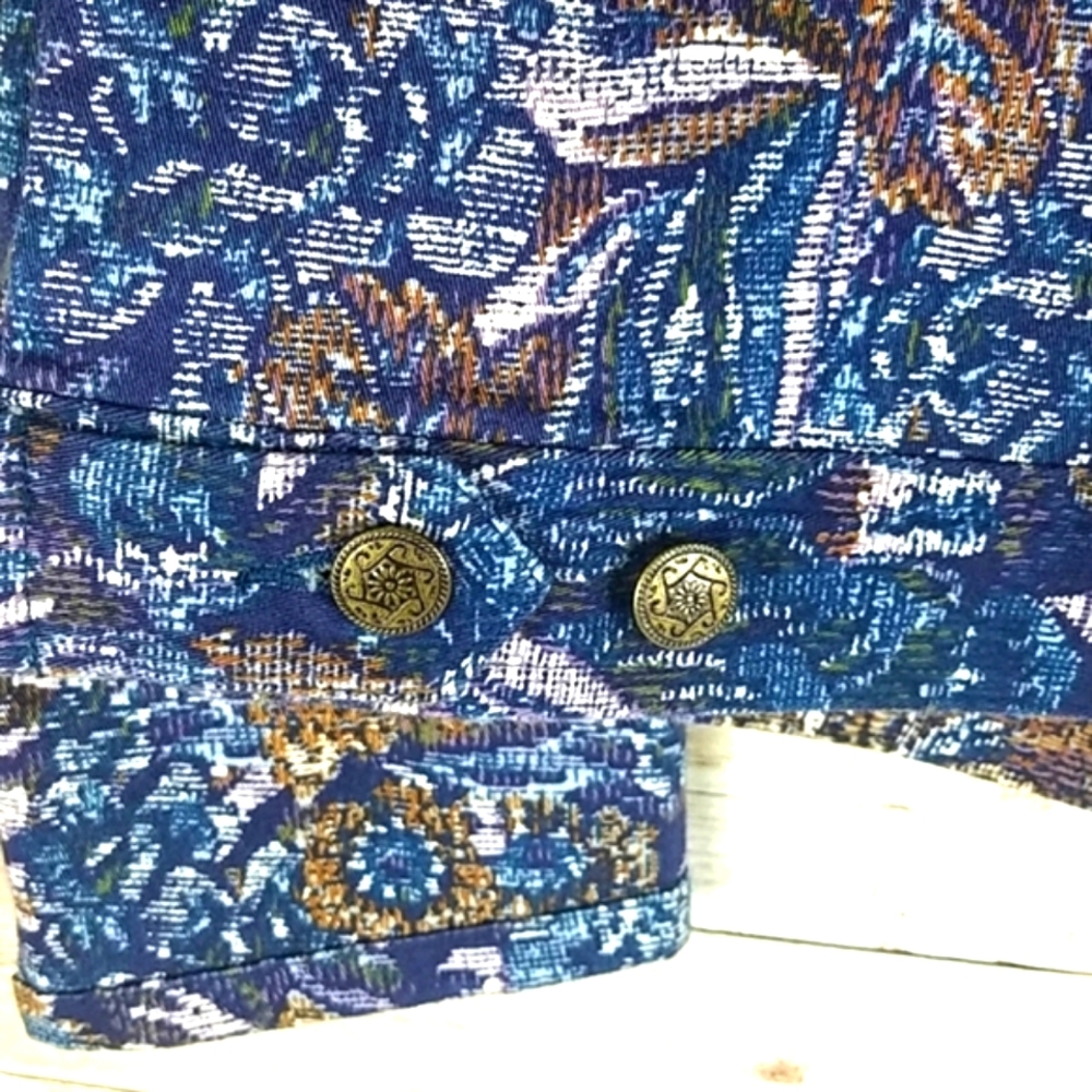 Westbound, Vintage Blue Tapestry Jacket, Sz PS - Picture 7 of 7